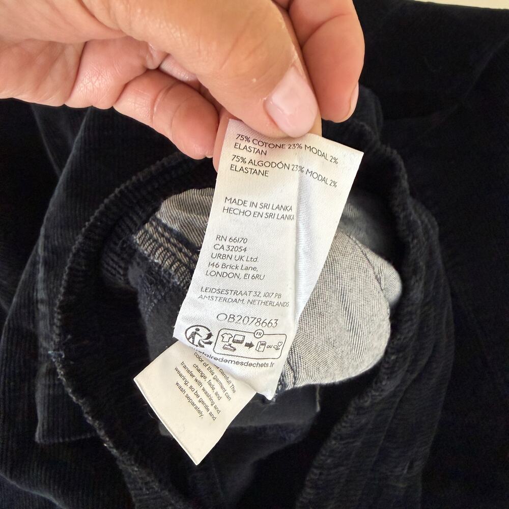 Pilcro Anthropologie Corduroy Barrel Crop High Rise Pants Black - XSP XS Petite - Picture 7 of 9